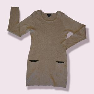 ALYX Camel Color Ribbed Sweater Dress With Leather Details/Pockets Size XL